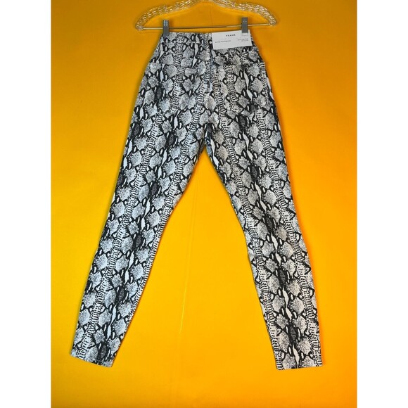 FRAME Denim Ali High Rise Cigarette Jeans Womens 25 Grey Python Skinny Fit NWT - Picture 3 of 12